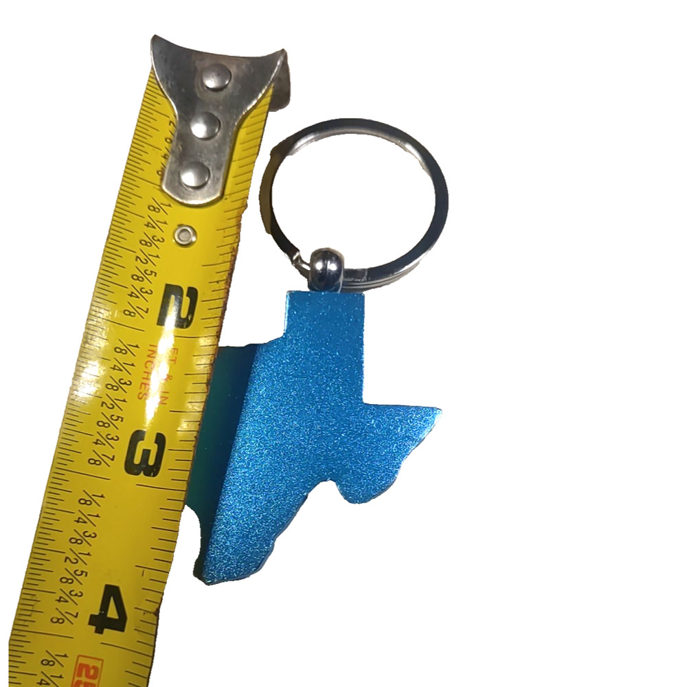 Texas metal Keychain Blue Silver Tone Rhinestone Map City - Picture 5 of 5